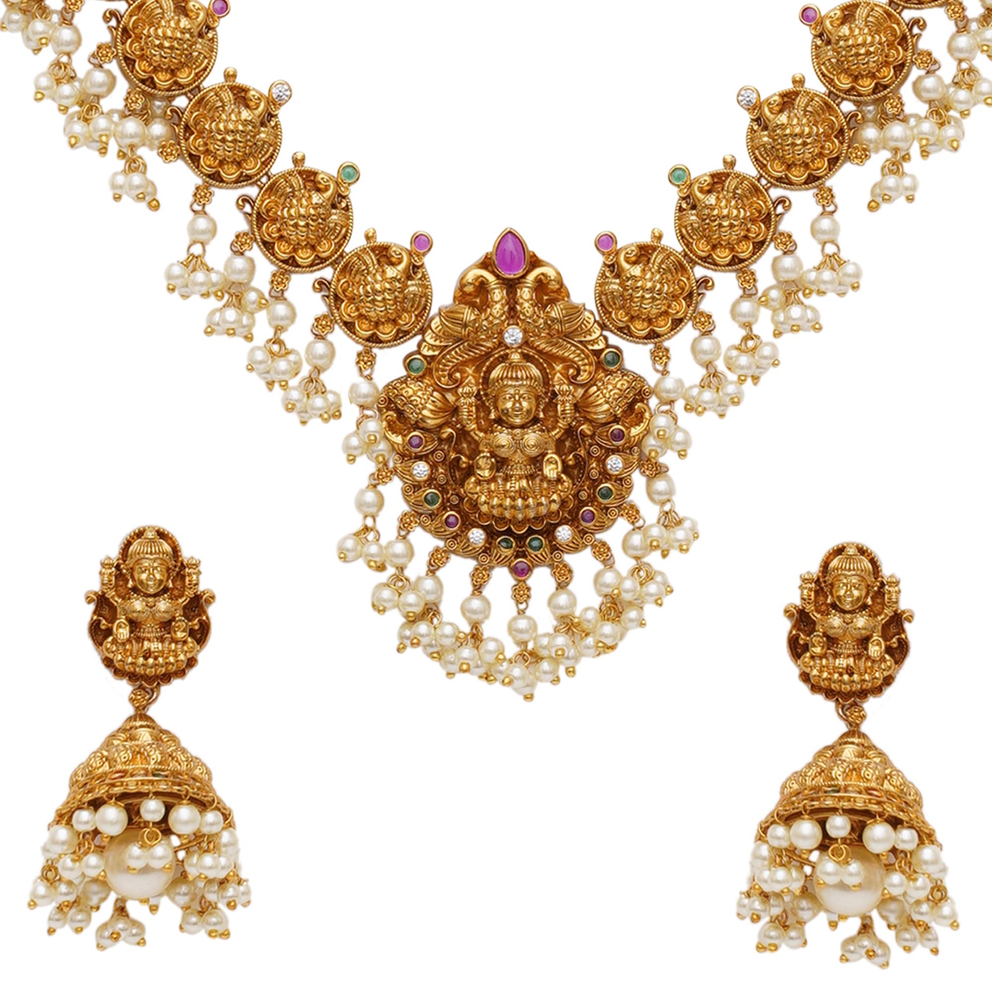 Opulence Goddess Lakshmi Faux Pearls Jewellery Set